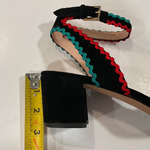 KATE SPADE Piedra Scallop Suede Block Heel Sandal Black/Multi Size 9 - Picture 9 of 9